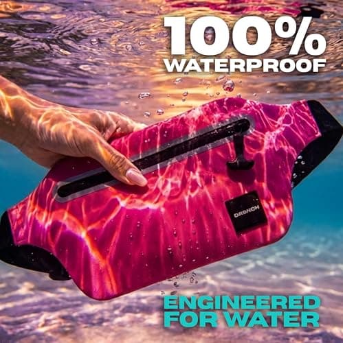 Drench 100% Waterproof Pink Bum Bag & Phone Pouch Set | Stylish Waterproof Waist Bag for Beach Holidays, Girls Trips & Travel | Waterproof Phone & Essentials Pouch for Pool Days & Cruises — view 3
