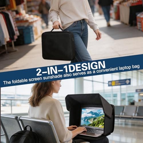 Umllpet Laptop Sun Protection 14 Inch Foldable 2-in-1 Laptop Bag Foldable Waterproof Computer Cover Portable Laptop Bag for Outdoor Work Office Travel (16 Inches) — view 6