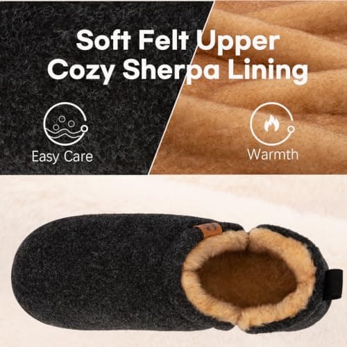 LongBay Men's Slippers Warm Memory Foam House Shoes Winter, Black 6/7 UK — view 4