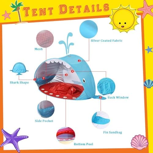 LZEXIN Pop-up Baby Beach Tent with Paddling Pool for Yard, Picnic, Garden — view 2