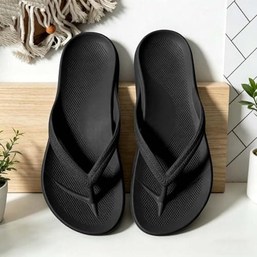 Unisex Flip Flops with Comfort Arch Support Yoga Mat Cushion Wide Fit Open Toe Anti-Slip Thong Sandals Lightweight Platform Slides for Beach Holiday Slip On Indoor Outdoor for Summer Wear — view 6