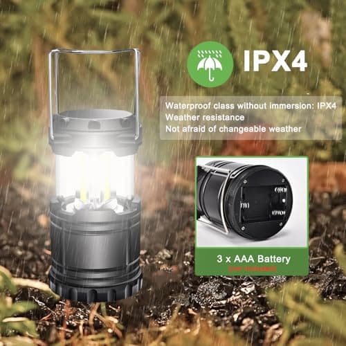 Camping Lights, 2 Pack Collapsible Camping Lantern Battery Powered, Portable LED Camping Lamp for Tents, Emergency Lighting with Foldable Hook for Hiking, Camping, Outages — view 4