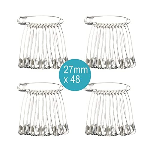 Safety Pins Large 45mm, Silver Nickel Plated - Big Large Safety Pins for Clothes, Crafts, Sewing, Hemming, Dressmaking, Quilting & First Aid Kit - Extra Large, Medium, Running Bibs — view 2