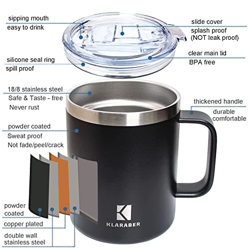 Thermal Cup, Camping Mug, Thermal Mug, Insulated Coffee Cup, 350ml, 12oz — view 2