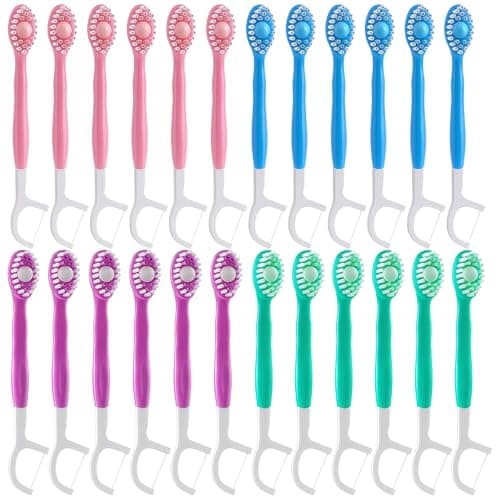24 Pcs Disposable Toothbrush, Mini Toothbrush and Toothpaste, Portable Travel Toothbrushes, Individually Wrapped Dental Hygiene Kit for Long Flights, Camping, and Office Commuting