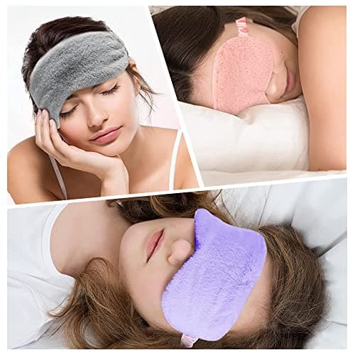 4 Pcs Plush Sleep Masks, Ultra Cute Soft Eye Cover, Blindfold Travel Masks for Kids Men Women(Random Color) — view 3