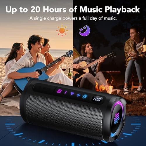 aowoka Bluetooth Speaker, Portable Wireless Bluetooth 5.4 Speaker, 20W Stereo Sound, Deep Bass, LED Display, 20H Playtime, IPX7 Waterproof, TWS Pairing for Outdoor, Party, Travel — view 3