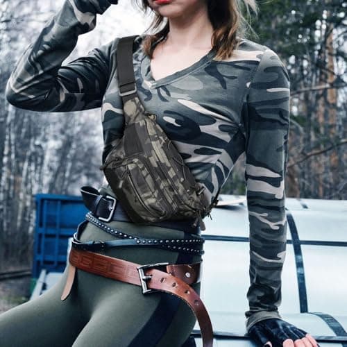 Huntvp Waist Bag Molle Fanny Pack Bumbag Hip Running Bag Bum Bags for Men Ladies Camping Running Dog Walking Holiday (Camo-m) — view 6