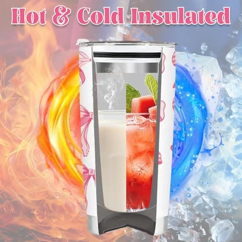 Bow Water Bottle, Stainless Steel Hot and Cold Water Bottle with Straw, Cute Thermos Travel Mug, Portable Coffee Cup for Office, Car, Bow Bottle Gift for Girls, Kids, Friends, 20 OZ — view 4