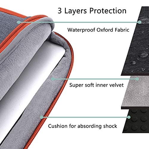 Voova Laptop Sleeve 13-14 Inch, Waterproof Case with Pouch, Dark Grey — view 5