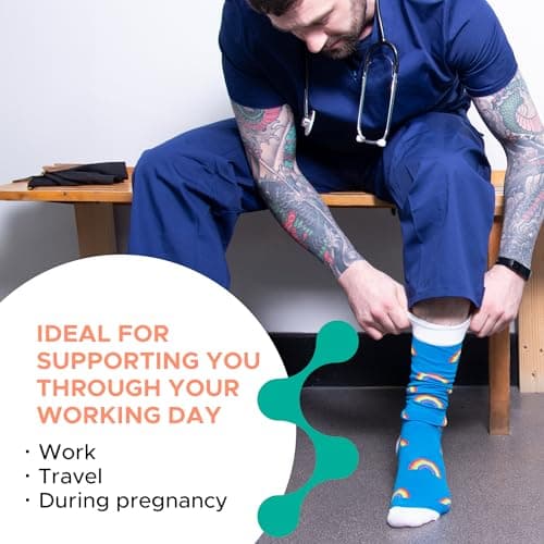 FITLEGS - Everyday Life Compression Socks - 14-17mmHg, Medium, Navy/Aqua — view 4