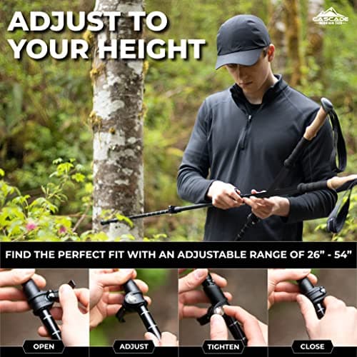 Cascade Mountain Tech Trekking Poles - Carbon Fiber Walking or Hiking Sticks with Quick Adjustable Locks (Set of 2) — view 3