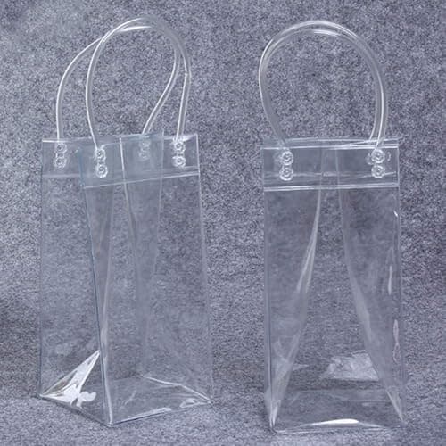 6 Pack Ice Bag Wine Cooler for Champagne Beer Red Wine Bottle Leakproof Wine Chiller Portable Clear PVC Wine Cold Bag with Carry Handle, Gel Carrier for Party Outdoor — view 4