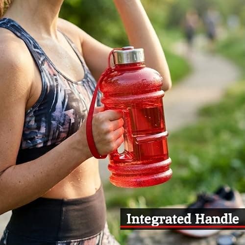 Premier Housewares Ergonomic Handle Red 1000ml Sports Drinking Bottle | Versatile Sports Drinking Bottle For Gym | BPA Free Water Bottle For Travel | Spacious Water Bottle — view 4