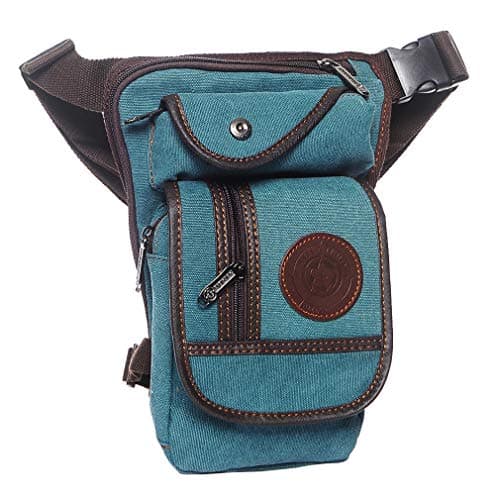 Xieben Canvas Drop Leg Bag for Men Women Waist Belt Tactical Military Pouch Motorcycle Riding Cycling Travel Tactical Outdoors Sports Bum Fanny Pack Green — view 2