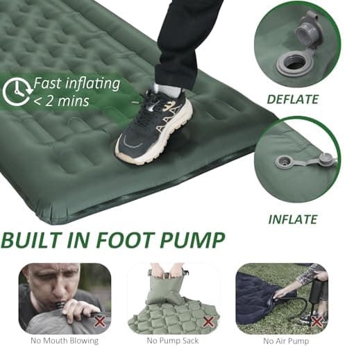 Camping Mat - 2025 Upgraded 12-15CM Extra Thick Self Inflating Camping Sleeping Mat, Reinforced Support Structure with Built-in Foot Pump and Pillow,Portable Sleeping Air Mattress for Tent Hiking — view 4