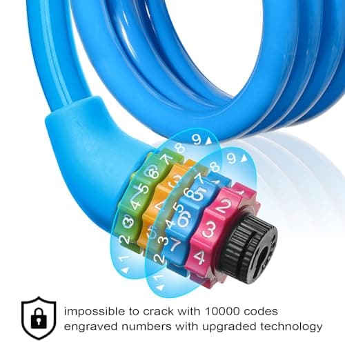 Ainiv Bike Lock, 4-Digit Password Bicycle Lock, 65cm (Blue) — view 3