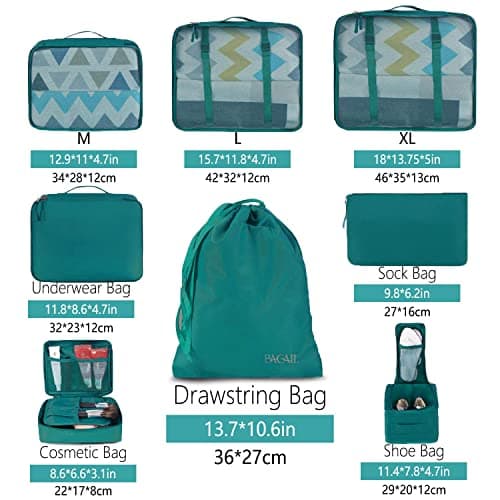 BAGAIL Packing Cubes for Suitcase 8 Set, Lightweight Luggage Packing Organizers Packing Cubes for Travel Accessories — view 2