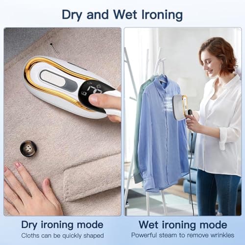 Tuocal Travel Iron Portable Clothes Steamer, 1200W LCD Screen 9S Fast Heat-up Garments Wrinkles Remover Steamer 180° Rotatable Handle 4 Steam Levels 180ML Water Tank for Travel Home Office — view 4