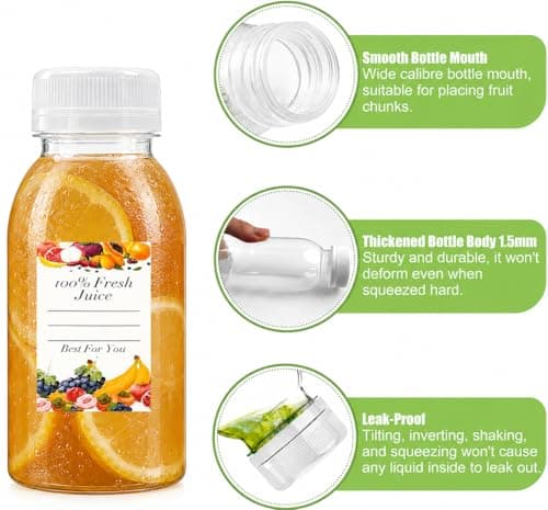 8 Pack Plastic Juice Bottles with Lids, 6.8Oz/200ml Sensory Bottles Empty — view 3