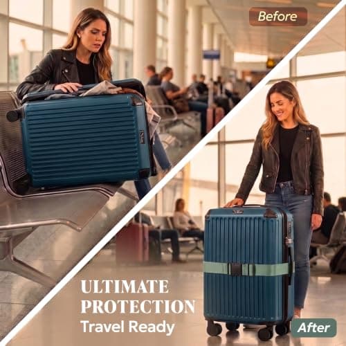 LUGG Luggage Belts for Suitcases 2 Pack – Adjustable Heavy-Duty Strap with Strong POM Buckle, Secure Travel Belt for Suitcase, Briefcase & Travel Bag, Bright Colours for Easy Identification-Sage Green — view 3