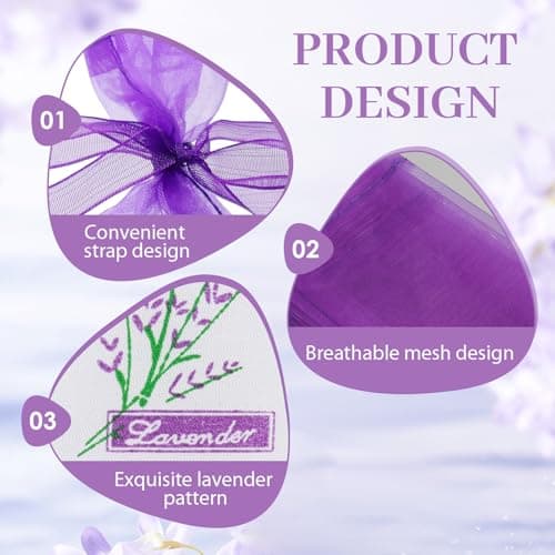 Lotnery 40 Pack Lavender Bags for Moths - Purple Drawstring Organza Sachets with Ribbons | Moth Repellent Wardrobe Fresheners, DIY Dried Herb Pouches for Drawers & Travel — view 3