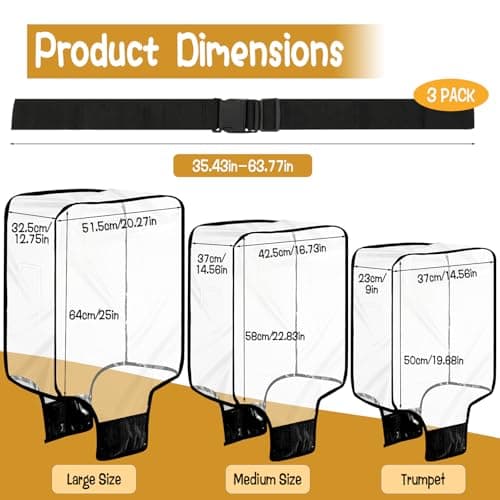 Pack of 3 Suitcase Cover, Clear Plastic PVC Suitcase Cover Protectors with 3 Black Adjustable Buckles, Reusable Waterproof Luggage Protector Sleeve for Travel Business Trip (20+24+28 Inch) — view 2