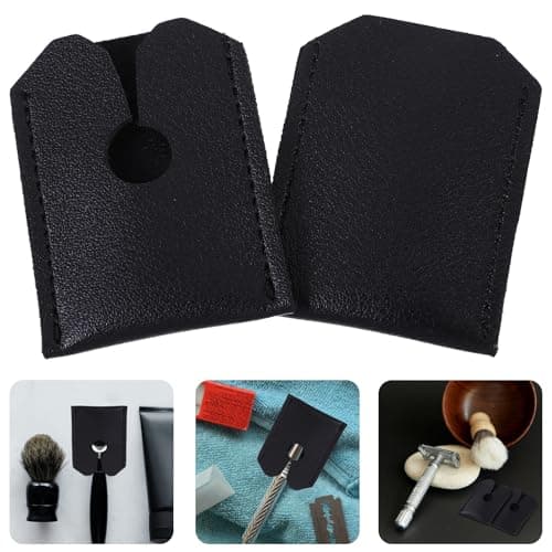 HOMSFOU 2Pcs Safety Head Protective Covers Faux Leather Manual Head Sleeve Guards for Travel Shaving — view 6