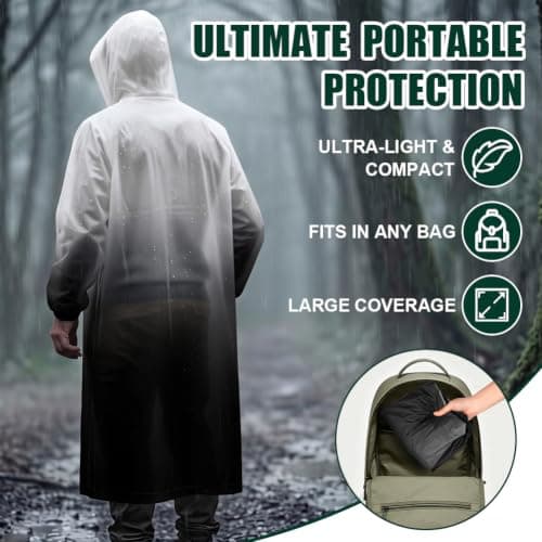 HOTUT Rain Poncho Raincoats for Adults, 2 Pack EVA Rain Poncho, Reusable Rain Jacket Rainwear with Hoods and Sleeves, Waterproof for Emergency,Camping, Hiking Travel, Amusement Parks, Festival Mac — view 5