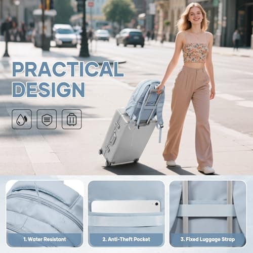 WEPLAN School Backpack School Bag for Teenage Girls Boys College Rucksack Lightweight Schoolbag Casual Backpack Dayback Women Bookbag College Waterproof 14 Inch Laptop Backpacks,A3-Blue — view 4