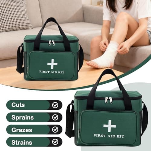Amagogo Empty First Aid Bag Emergency Medical Bag with Adjustable Shoulder Strap Multipurpose First Aid Kit Travel Multi Pockets Utility Pouch for Traveling Outdoor, Green — view 3