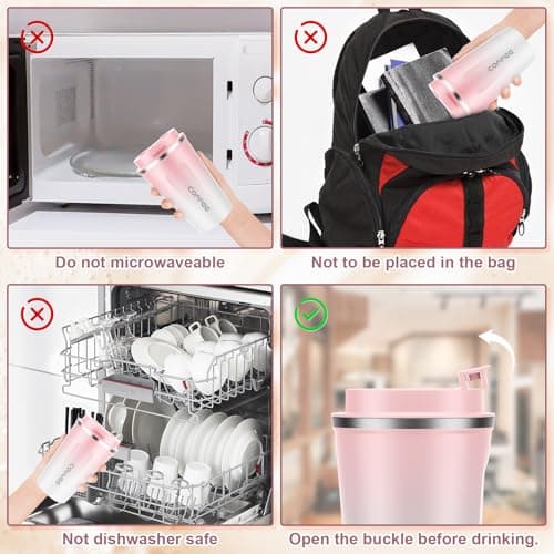 MOMSIV Coffee Cup, 380ml Vacuum Reusable Leakproof Double Wall Coffee Cup, Insulation Stainless Steel Eco-Friendly Travel Office Mug for Hot Coffee Tea and Cold Drinks, Pink — view 6