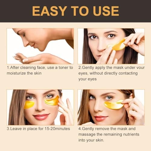 60pcs Under Eye Mask, 24K Gold Eye Mask, Collagen Hydrating Gel Pads, Reducing Dark Circles, Moisturizing, Puffiness and Eyes Bags, Anti-Wrinkle, Hydrating — view 6