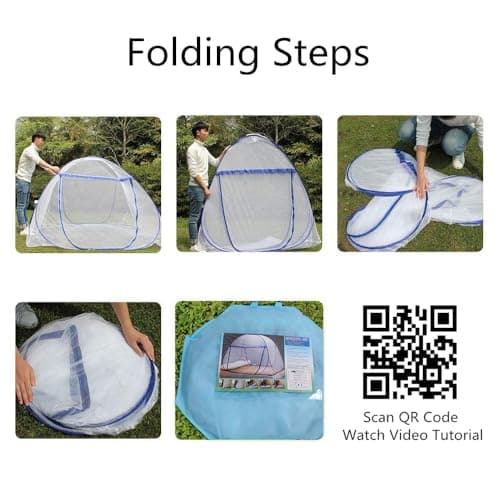 GLKEBY Pop Up Mosquito Net for Double Bed, 120 * 190 * 140cm Large Portable Tent Travel Double Door Zipper Bed Net, Easy Installation,Fine mesh,for Bedroom Outdoor Camping,No Hooks Easy operation — view 6
