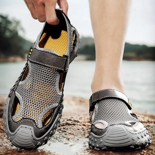 Rojeam Men's Sandals Non-Slip Fisherman Sandals Summer Shoes for Travel, Beach & Casual, Grey, 7 UK — view 2