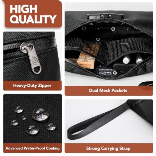 SmokyJoy Smell Proof Bag with Combination Lock, Container Box Odor Proof Safe Travel Storage Case Odorless Organizer Gift for Friend, Black, 0.0164 liters, Smell Proof Bag with Combination Lock — view 5