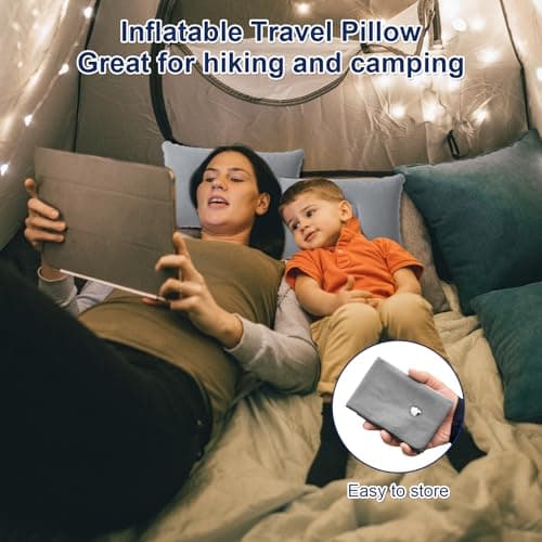 flintronic 2Pcs Inflatable Pillows, Ultralight Camping Pillows, Portable Compact Blow Up Pillows for Neck & Lumbar Support, Perfect for Travel, Camping, Outdoors, Fishing, Beach，Gray&Navy — view 6