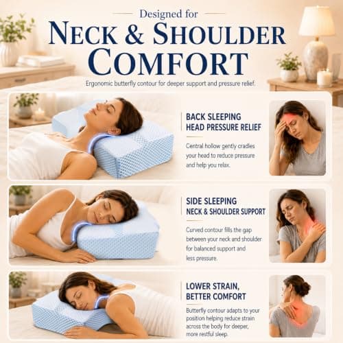 Hydomi Memory Foam Neck Support Pillow for Neck Shoulder Pain Sleeping: Orthopedic Cervical Pillow-Ergonomic Side Sleeper pillow-Contour Bed Pillows with Washable Cover for Side Back Stomach Sleepers — view 4