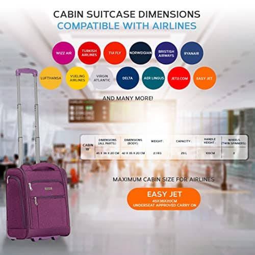 Flight Knight 45x36x20cm easyJet Underseat Carry On Non Priority Approved Hand Luggage Case - 2 Wheels - Ultra Lightweight Durable Soft Case Textile Cabin Suitcase — view 5
