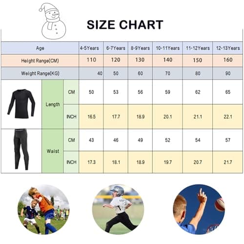 Holimaid Kids Boys Thermal Base Layer Sets Long Sleeve Athletic Compression Suit Ideal for Football Sports Outdoor Sports Performance (Black, 130) — view 6