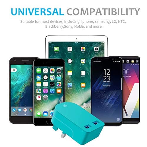Foldable Charger 3A / 15W USB-A Ports Compact Travel Charger Compatible For iiPhone Samsung Tab HTC Windows Phone Tablet Nokia Motorola Sony Kindle One Plus etc (Green) — view 5