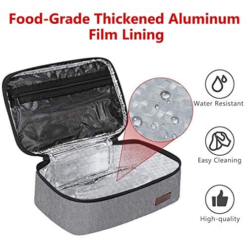 Gloppie Lunch Box Insulated Soft Bag Mini Cooler Tote Food Containers Portable for Work Office Travel,Grey — view 4