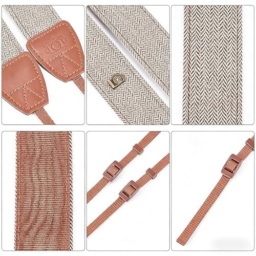XILIYAI Camera Neck Strap, Cotton Woven Camera Strap Adjustable Camera Strap for Camcorder,and Nikon,Canon,Sony,Minolta,Panasonic,SLR,DSLR Digital Binoculars Video(Khaki) — view 6