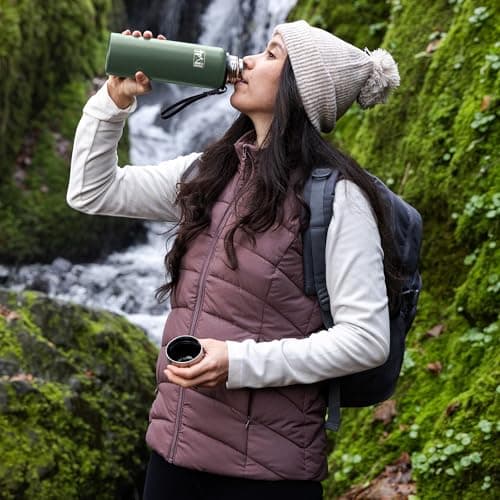 Trail Vacuum Flask with Strap, Camping & Travel, 800ml, Green — view 6