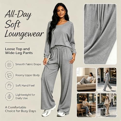 Lounge Wear Sets For Women Uk Tracksuit Womens Full Set Airport Outfits 2026 Long Sleeve Lounge Wear Casual Co Ord Sets Long Sleeve Two Piece Outfits with Pockets Women'S Clothing — view 3