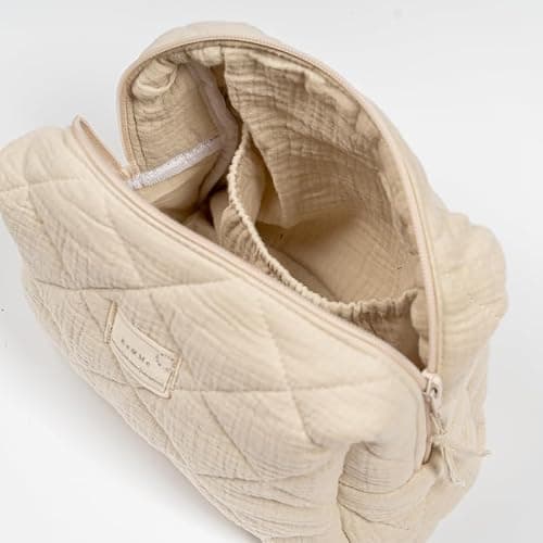 Es & Me Quilted Cotton Nappy Storage Bag, Toiletry Bag for Babies, 4 Styles (Sand) — view 2