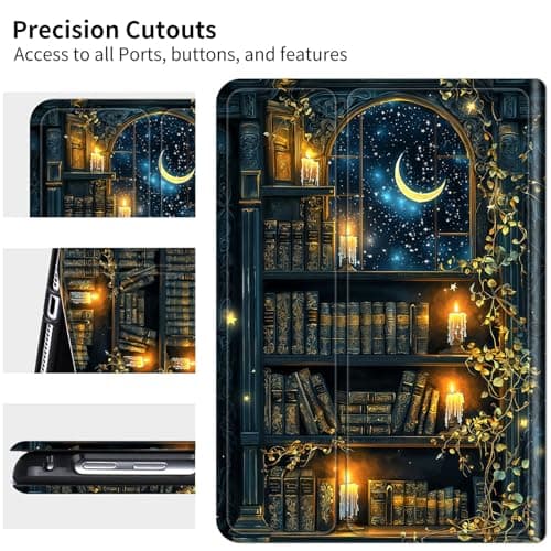 RWUTYTIUL for 6.8" Kindle Paperwhite (11th Generation, 2021 Release) E-Reader Case, Shockproof Smart Protective Multi-Angle Viewing Cover for Women Men with Auto Sleep/Wake - Vintage Candle Books — view 4