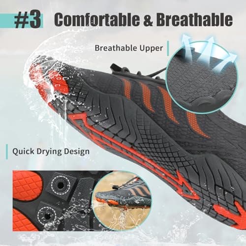Water Shoes Mens Womens Quick Drying Barefoot Shoes Aqua Swim Beach Shoes for Unisex Pool Boating Surfing Diving Sport Shoes Grey — view 4