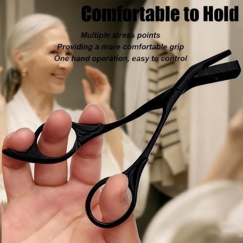 Black Stainless Steel Eyebrow Scissors for Women, Professional Non-Slip Finger Grips Eyebrow Scissors, Eyebrow Trimmer with Comb for Women Men, Suitable for Home, Travel and Salon Use — view 5