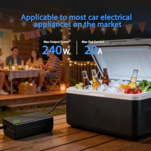 220V to 12V Adapter 20A 240W - UK 3-Pin Plug AC to DC Car Power Converter, Cigarette Lighter Socket for Vehicle Refrigerator, Tire Inflator, Automotive Vacuum & Road Trip/Home Use — view 6